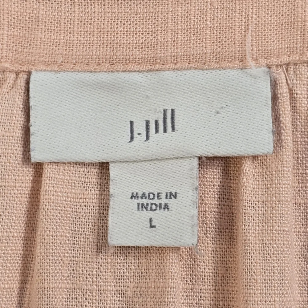 J Jill Womens Top Large Pink Peach Pretty Embroidered Office Boxy